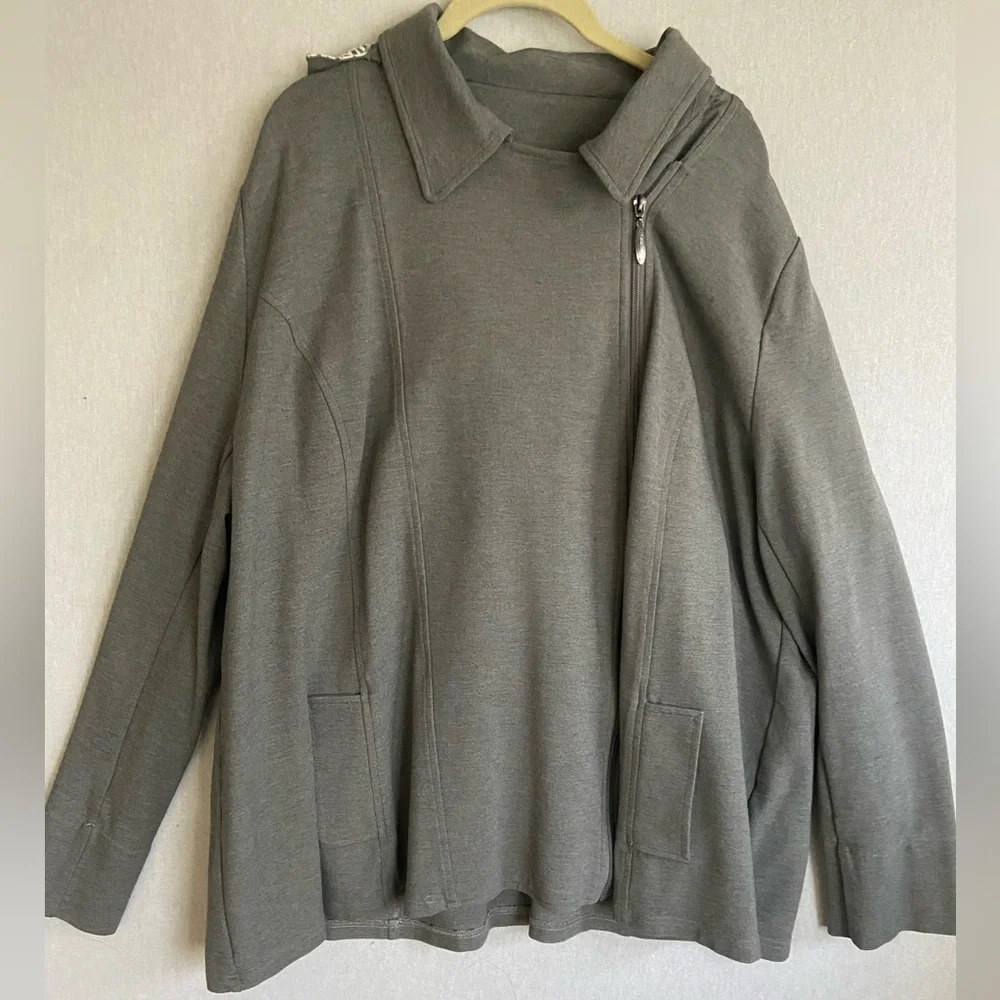 Blue Sky Hooded Full Zip Grey Jacket Sz 2X